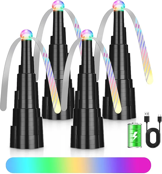 LEOFI Fly Fans for Tables, Bug Fans, Food Fan,Tabletop Fan Rechargeable Soft Holographic Blades for Picnic, Party, Outdoor&Indoor Dining,4pack