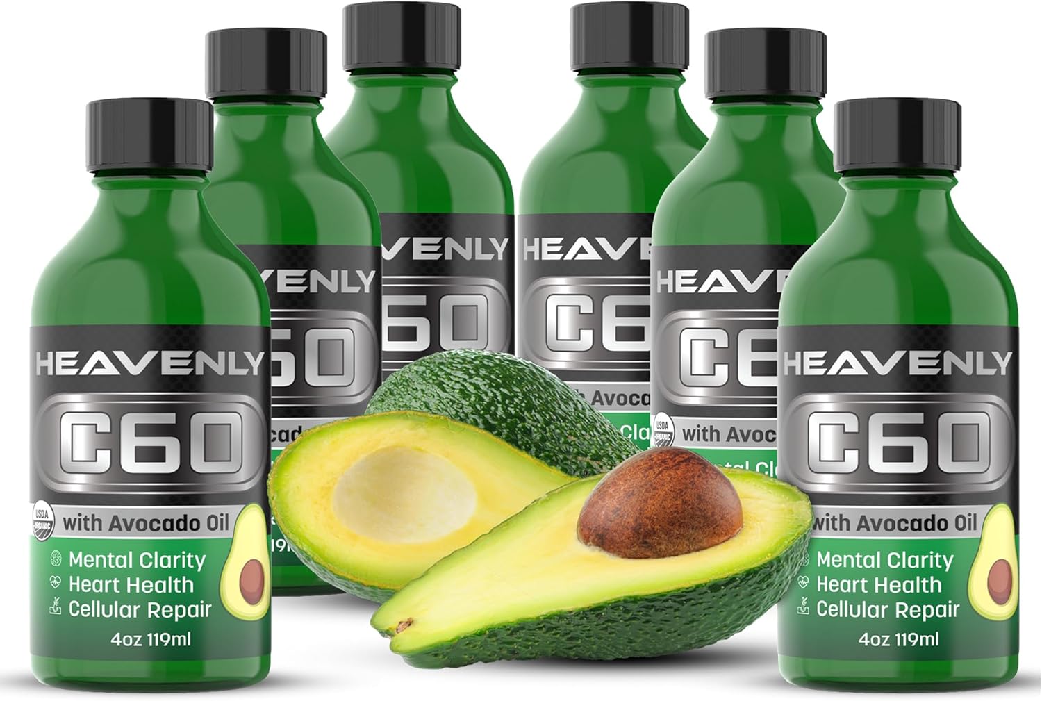 HNP Labs C60 Avocado Oil Cold Pressed Organic - Boost Energy, Mental Clarity, Slow Aging Naturally and Performance - 99.99% Sublimated C60 USA Made Organic Avocado Oil – GMP Certified for Safety