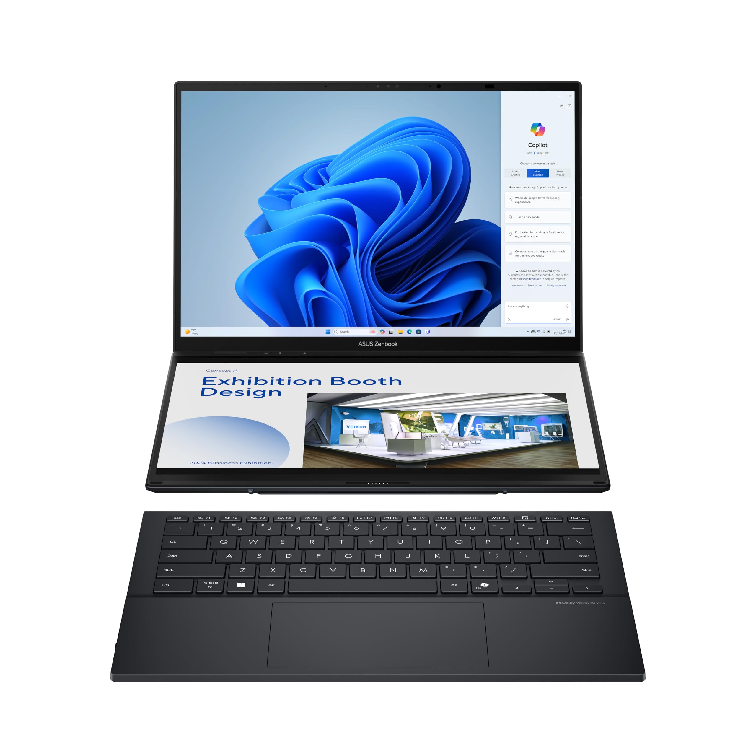 ASUS Zenbook Duo UX8406CA-QL286W 14 Pouces FHD (1920 x 1200) Pc Portable (Intel Core Ultra 9 285H jusqu'à 5.4 GHz, 32GB LPDDR5X, 1TB SSD, Intel Arc Graphics Windows 11 Home) – Clavier AZERTY