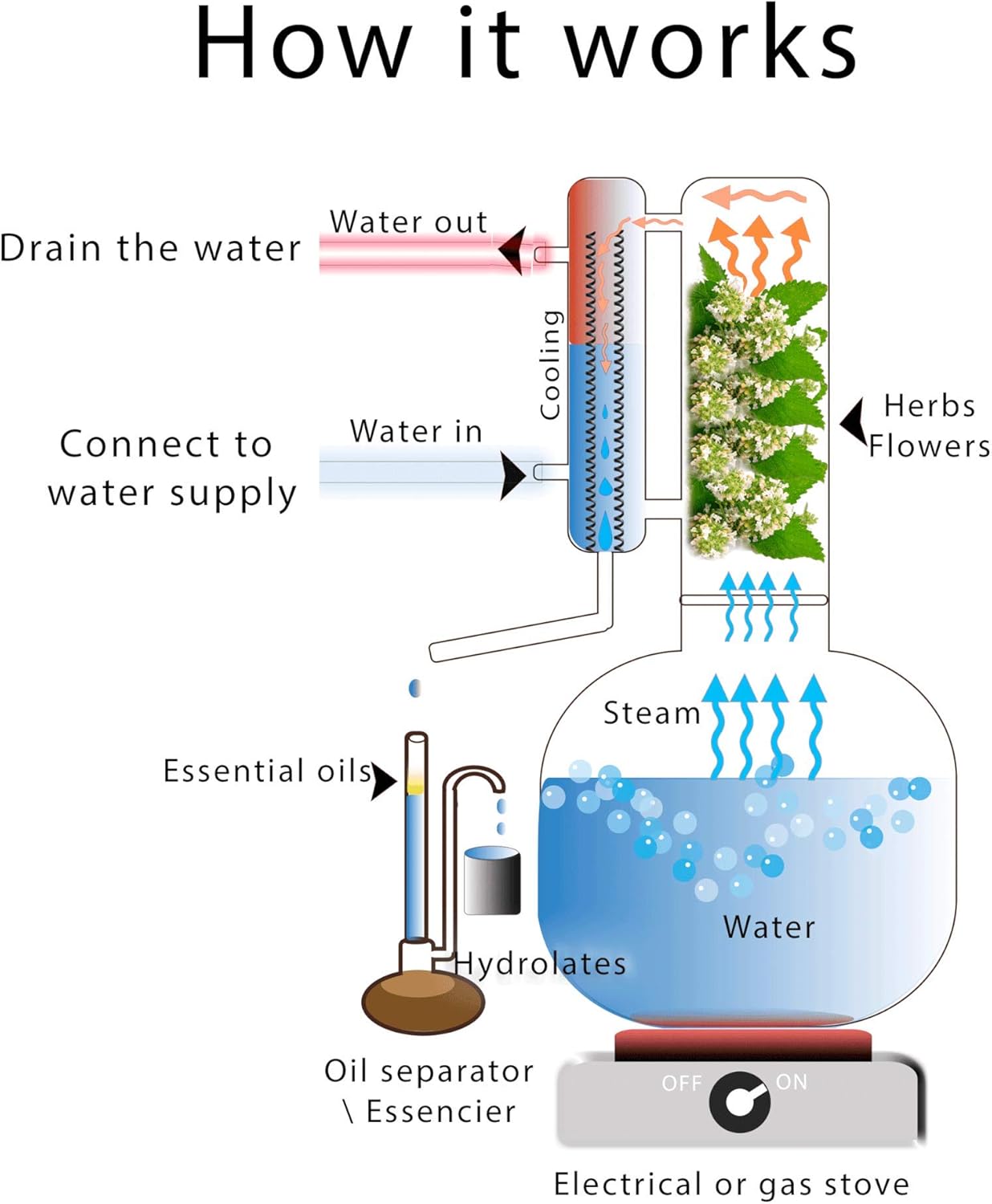 Essential Oil Distiller 2L 4 inches (Premium kit) - Essential Oil Distiller for Steam Distillation Oil Making and Extracting - Home Distiller Equipment DIY