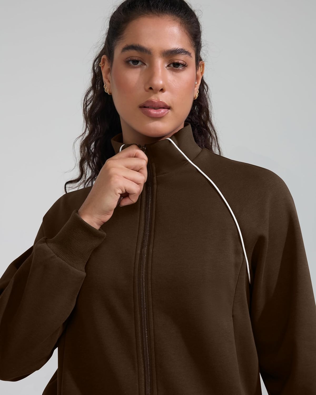 Womens 2 Piece Outfits 2025 Casual Zip Up Sweatsuits Lounge Set Airport Travel Wide Leg Pants Striped Tracksuit - Image 5