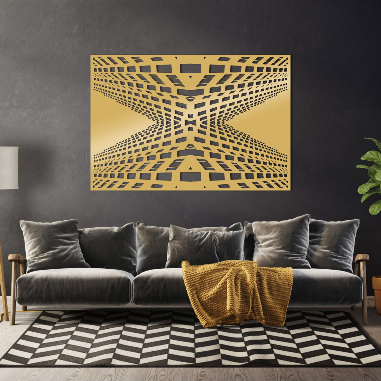 EANHIPE Geometric Construction Metal Wall Decor, Optical Illusion ...