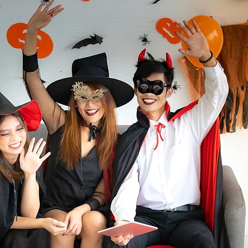 Miniatura 5 de BOXOB 2 máscaras de mascarada, máscara de encaje y máscara de plástico para mujer para Halloween