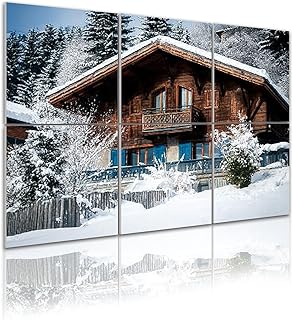 Art Acoustic Panels Mountain log chalet 6 Pack Decorative Sound Absorbing Wall Panels 72x48" Noise Canceling Soundproof Padding Room Decor for Office