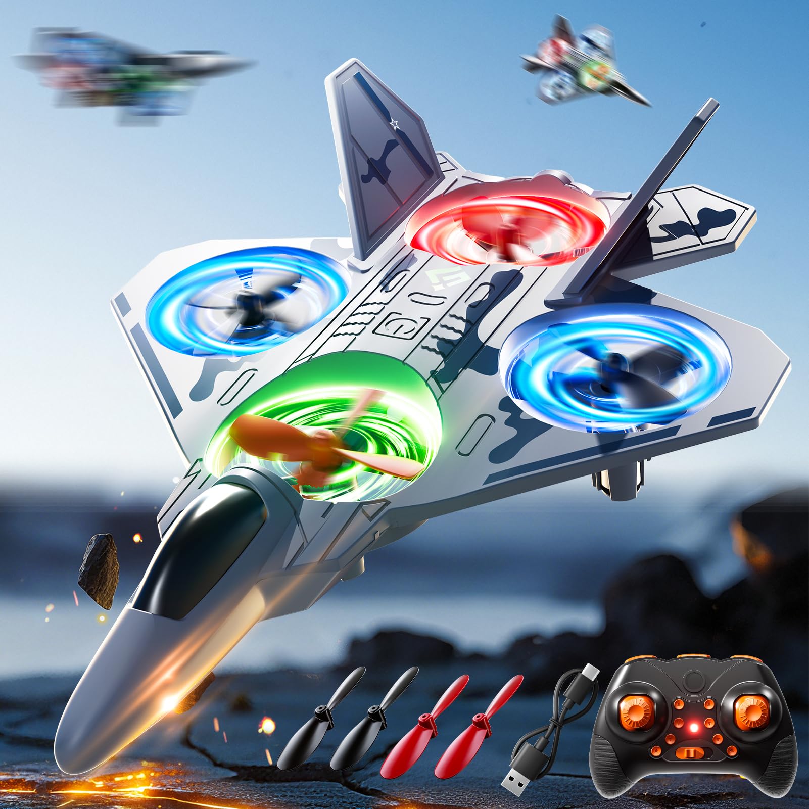 KukuFun Drone RC Avión 2.4GHz Stunt Outdoor Flying Toy para niños de 8 a 12