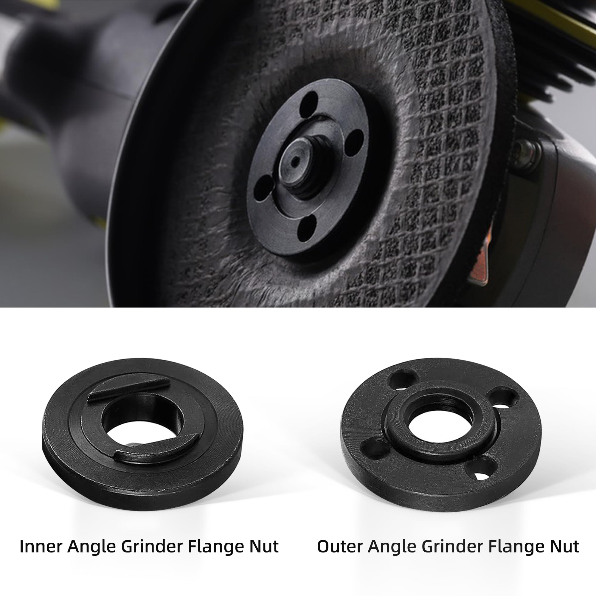 Rybtd 125mm Grinder Angle Spanner Wrench Flange Nut with Angle Grinder Key and Inner Outer Flange,Angle Grinder Spanner Angle Grinder Attachments Compatible with 125mm Angle Grinders - Image 4