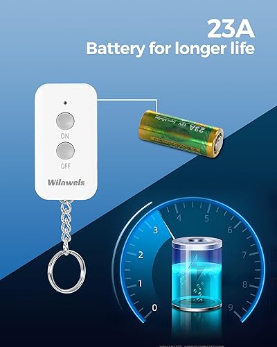 Miniatura 4 de WILAWELS Interruptor de encendido y apagado inalámbrico, rango RF de 100 pies, kit de interruptor de luz remoto programable, diseño compacto,