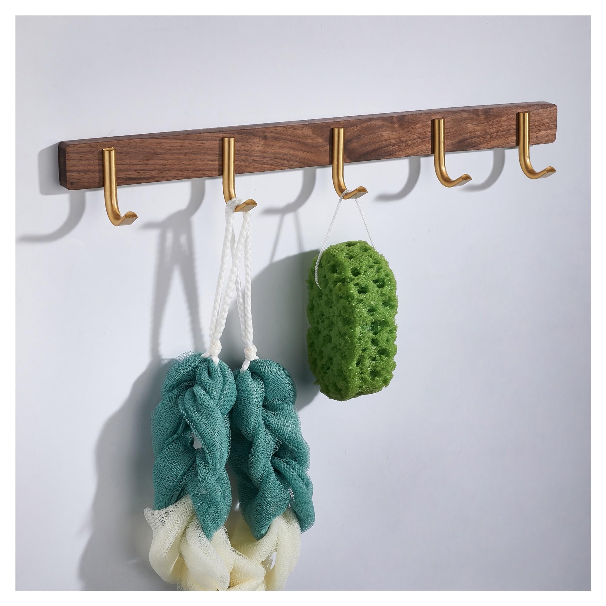 Suodebyy 101-5Hooks Coat Hooks Wall Mounted Black Wood Wall Hook Hanging