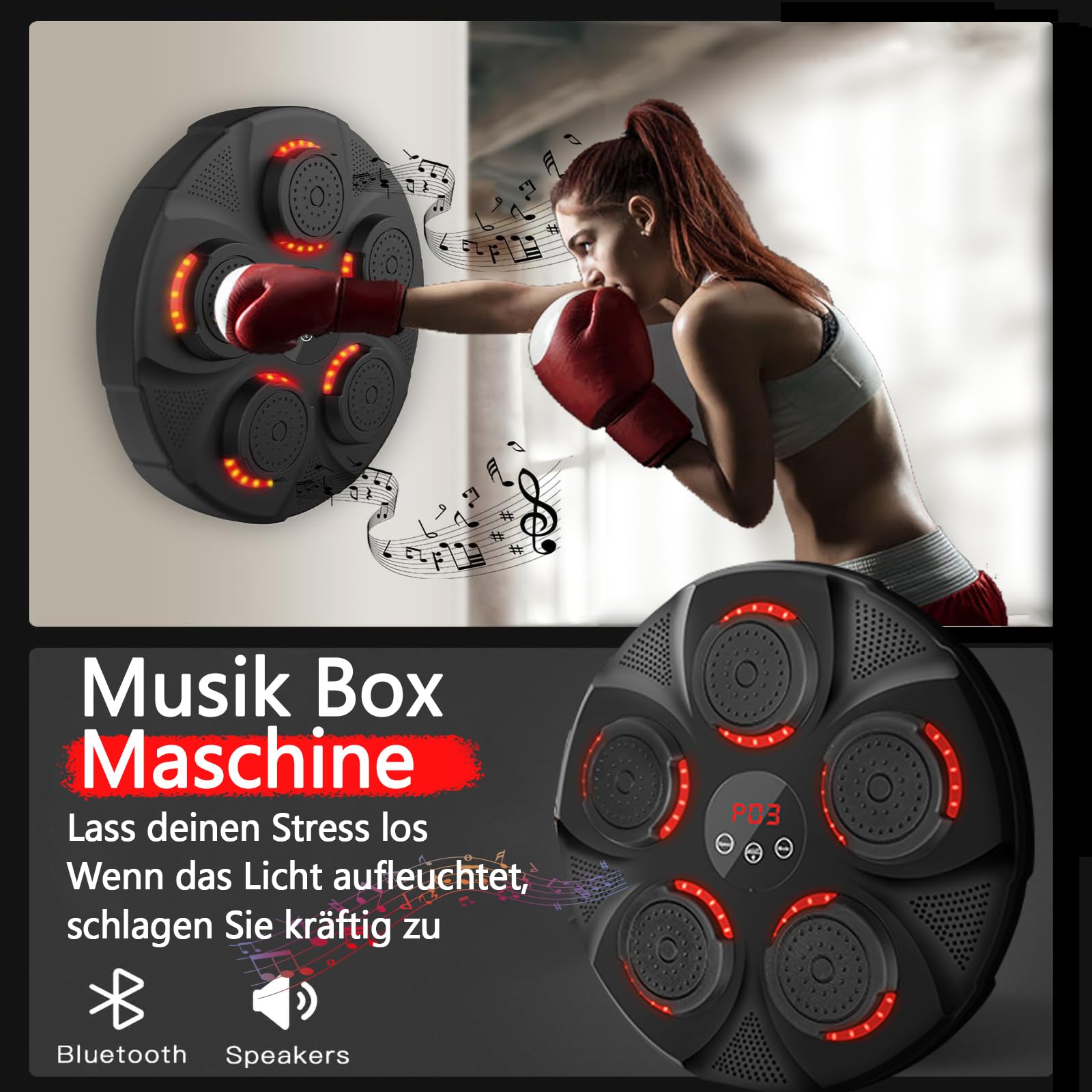 Bluetooth Music Boxing Machine con guantoni da boxe, esercizi di decompressione, boxe, attrezzature per l'allenamento per adulti e bambini