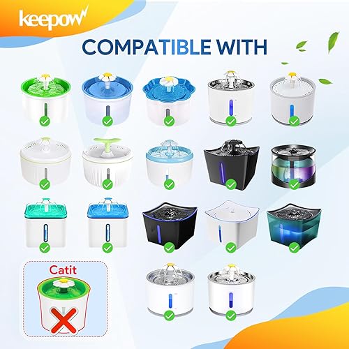 Miniatura 10 de KEEPOW Filtro de fuente de repuesto para fuente de mascotas de 67 oz2L y 84 oz2.5 L, paquete de 6 filtros de fuente de agua para gatos compatibles