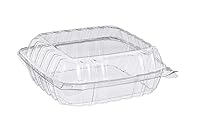 Vista 6 de AME D'ESSENCE (500 unidades - 5 x 5 x 3) Recipiente de plástico transparente para alimentos con tapa con bisagras, contenedor de preparación