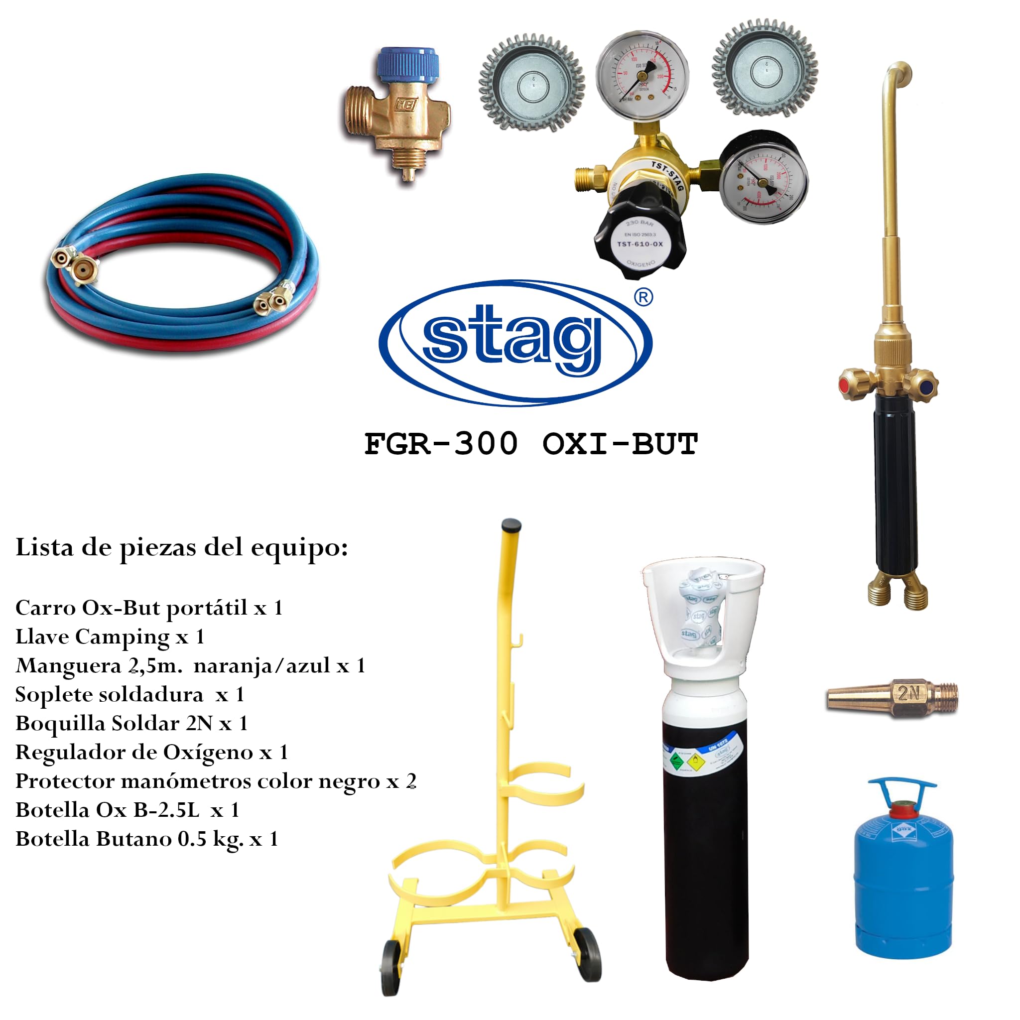 Equipo de soldadura autógena soplete Mini gas Butano y Oxígeno STS-FGR-300