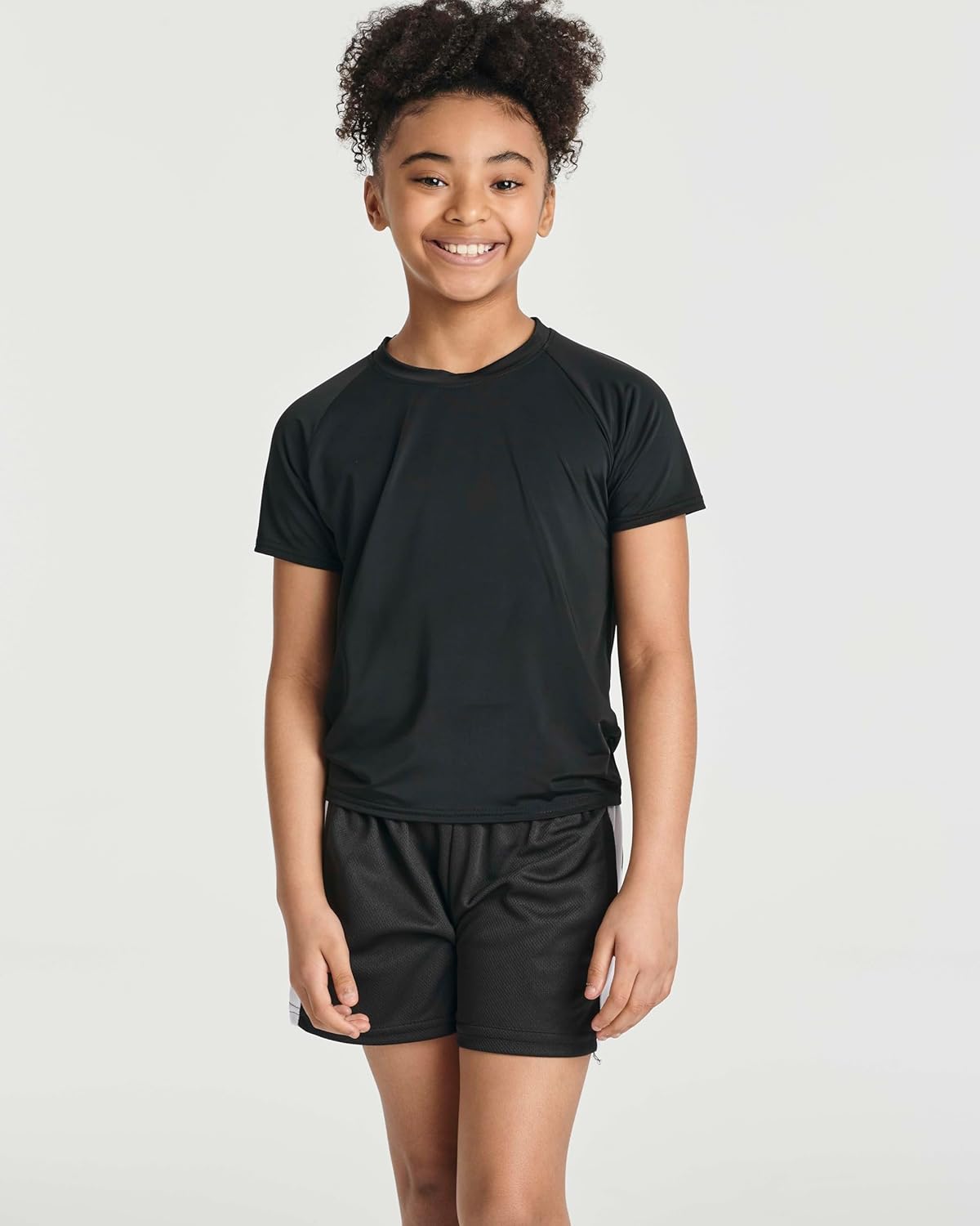 Real Essentials 5 Pack: Girls’ Rash Guard Swim Shirts – Short Sleeve UPF Sun Protection Tops (Ages 4-16)