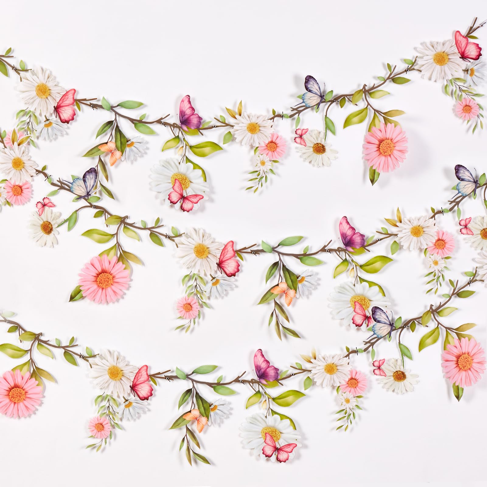 Wildblumen Deko Banner Set - 2 Bunte Blumen Girlanden Für Party Dekoration