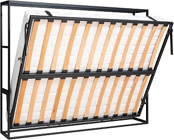 MODAMOB Smart Furniture Metal Case Horizontal Opening Double Wall Mounted Bed 160x200