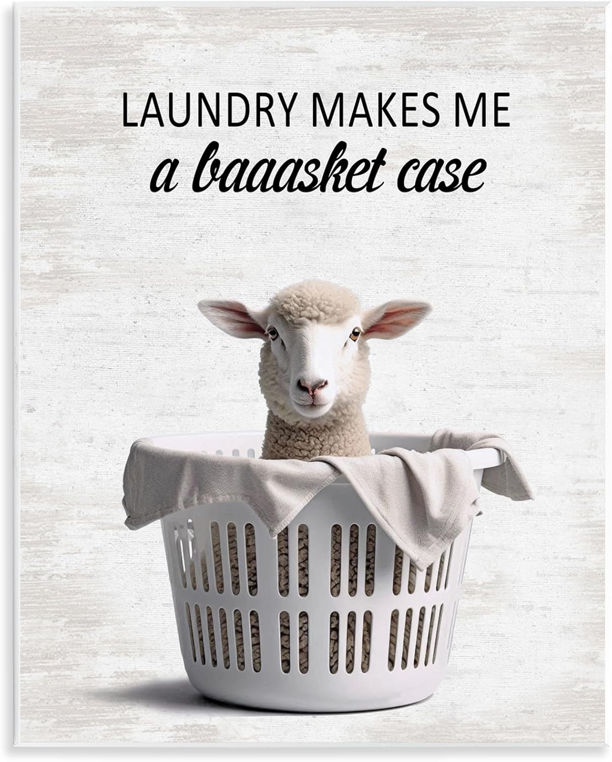 Stupell Industries Funny Lamb Laundry Basket Wall Plaque Art, design by Lettered and Lined, 11 x 14