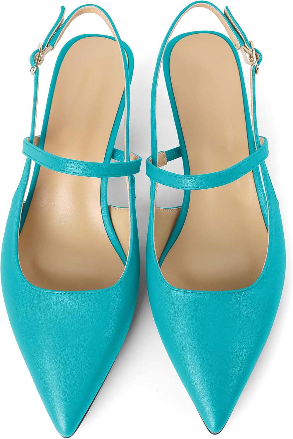 AUMOTED Kitten Low Heels for Womens Slingback Mary Janes Shoes Closed Pointed Toe Pumps Matte Leather 2 Inch Party Dress Shoes