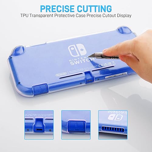 Miniatura 5 de RHOTALL Carrying Case for Nintendo Switch Lite,Shockproof Portable Accessories Bundle Travel Bag,TPU Case Cover with Screen Protector,10 Thumb Grips