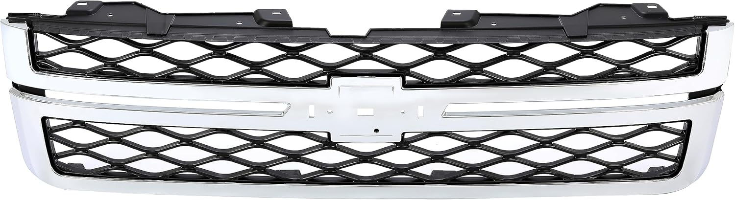 Front Grille Compatible with 2011-2014 Chevy Chevrolet Silverado 2500HD 3500 HD/GMC Sierra 2500HD 3500HD Replacement for GM1200639 Front Bumper Grill Chrome Silvery