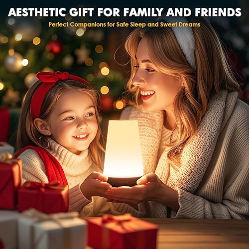 Miniatura 9 de Lámpara de noche LED Auxmir con control táctil y remoto, lámpara de mesita regulable con 13 colores RGB cambiantes, 5 niveles de brillo ajustable,