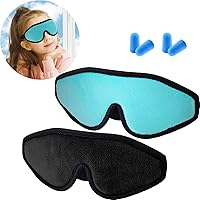 Vista 11 de 2 Piezas Máscaras de Sueño 3D para Niños de Espuma Viscoelástica Contorneada para los Ojos, Cubierta de Ojos para Dormir de Viaje con Correa Azul