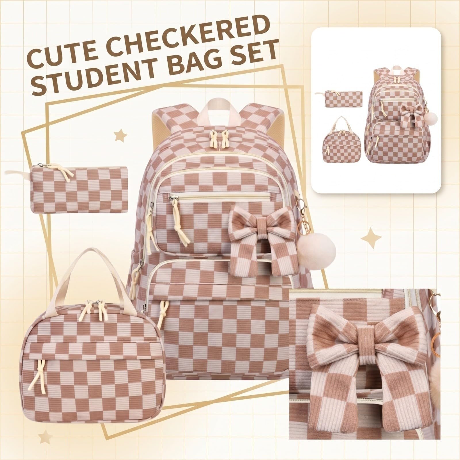 Personalisierter Pastell-Rucksack mit Brotdose & Federmäppchen | 45 × 32 × 16cm – 3-in-1 Set: Rucksack, Brotdose & Federmäppchen für Schule, Reise & Alltag.