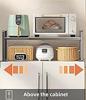 Vista 4 de Adjustable Fridge Top Storage Rack,12.4"-23.62" Expandable Organizer Shelf,Refrigerator Storage, Anti-Slip,L-Shaped Design,Space Saver for