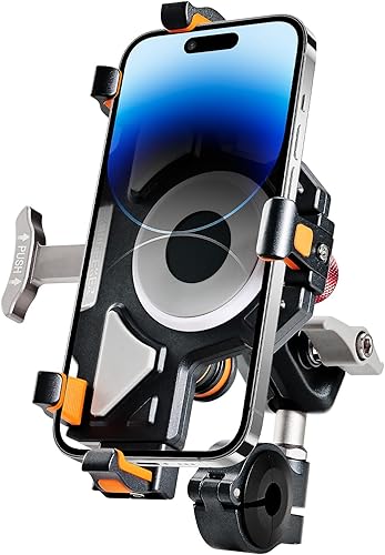 Miniatura 8 de Soporte de teléfono celular de aluminio para motocicleta con amortiguador de vibraciones, soporte de teléfono MTB antirrobo M1 para motocicleta,