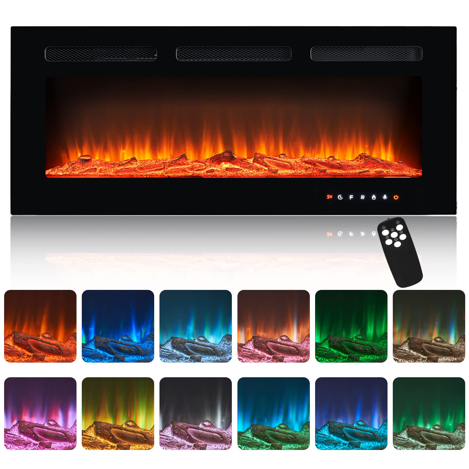Buy oneinmil Electric Fireplace, 40" Wide Walled and Recessed Electric