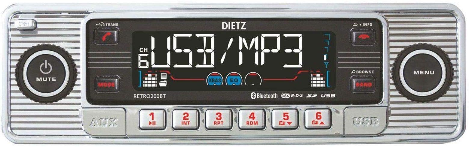 Dietz retro_200_BT car radio 1-DIN retro Bluetooth radio CD, MP3, USB, SD, RDS, AUX with remote control - colour: chrome