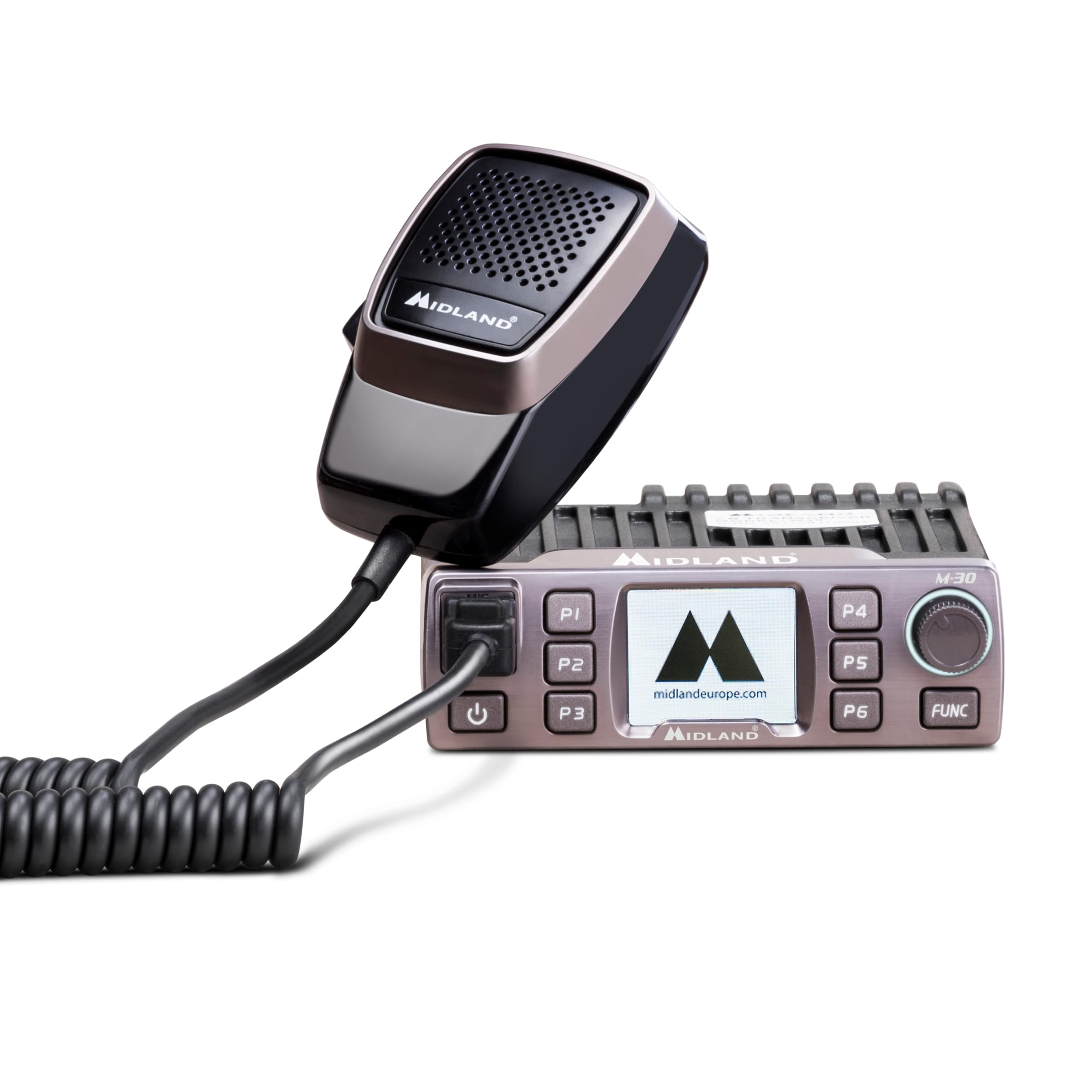 Midland - CB Radio M30 Premium High-Rang with Microphone, Multi Function CB Radio Complete Kit, 6 Programmable Keys Dual Watch Function, Multicolour TFT Display, Automatic Switch-on - Mounting Bracket