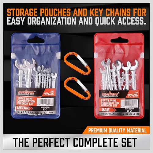 Miniatura 7 de HORUSDY Juego de llaves pequeñas de 20 piezas, juego de llaves combinadas métricas y SAE