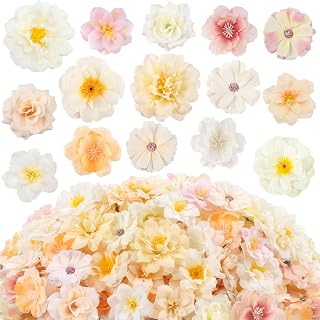 ATTGREAT 210Pcs Mini Silk Flower Heads Bulk Crafts Petals Decorations, Cream
