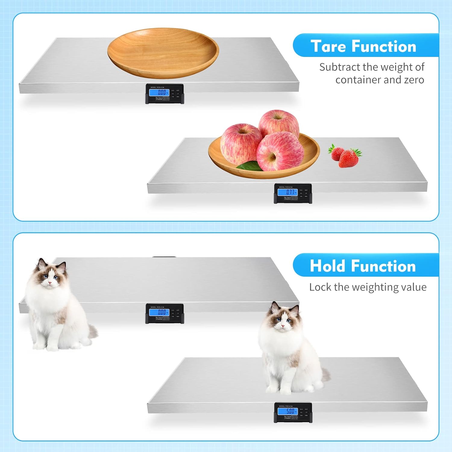 440LB Pet Weight Scale, Animal Scale Platform, Digital Livestock Scale Large Dog Pet Scale 40.7×20.8inch Stainless Steel Platform LCD Display