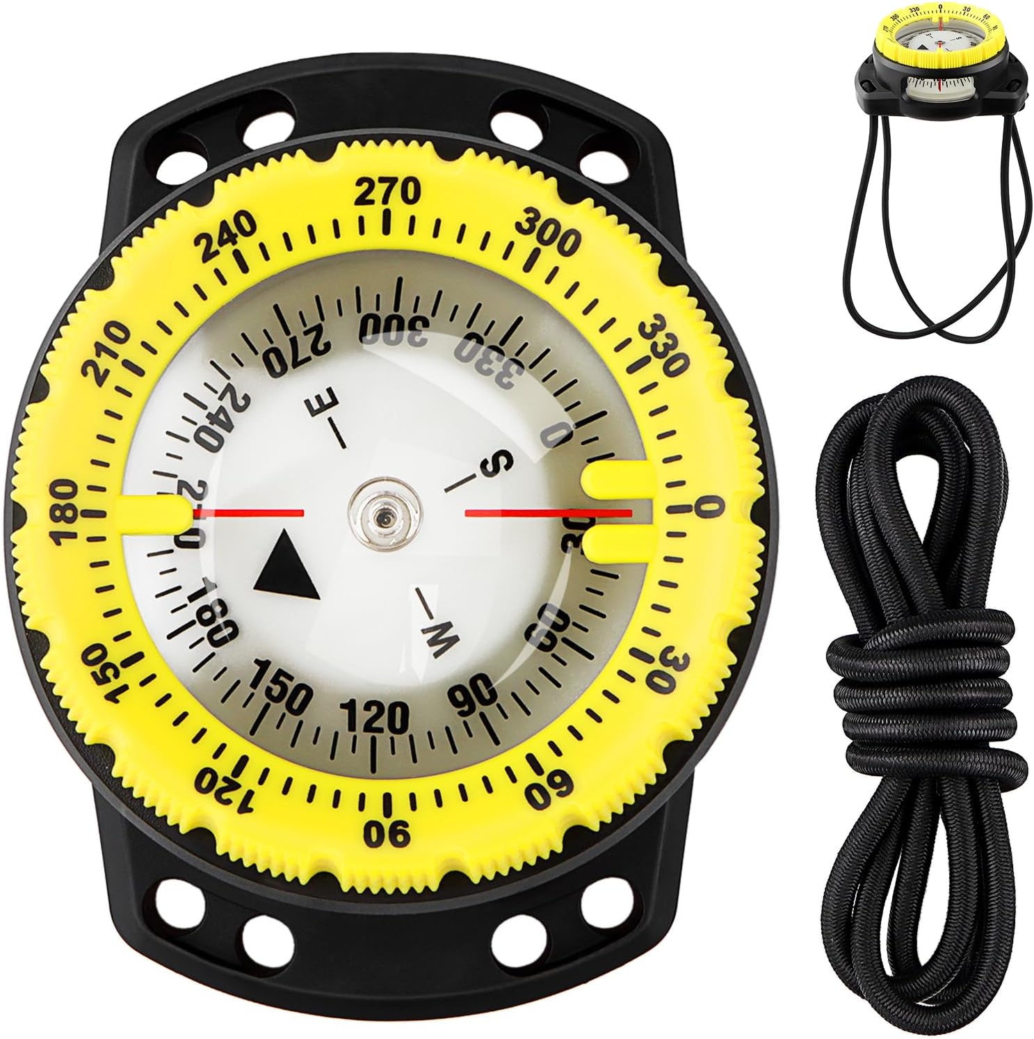 Scuba Dive Compass, Waterproof 5ATM Marine Navigation Wrist Compass with Bungee Mount and Cord, Glow in The Dark for Underwater Diving, Sailing, Camping, Kayaking, Hiking