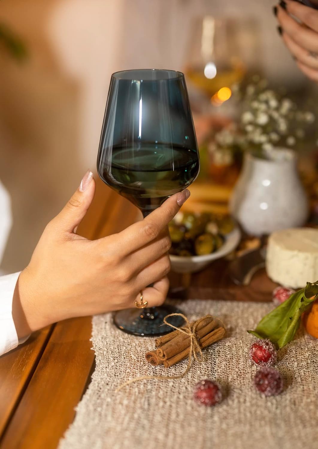 Saludi Original Midnight Blue Wine Glasses, 16.5oz (Set of 6) Stemmed Single Color Blue Glass - Great for All Wine Types and Occasions or Gifts - Luxury, Durable, Hand-Blown - Image 2