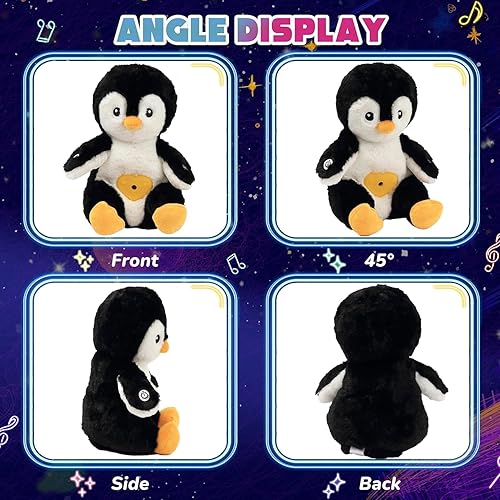 Miniatura 9 de Cuteoy Proyector de estrellas de pingüino de peluche, luz nocturna musical ajustable, animales de peluche, juguetes de peluche brillantes, regalos