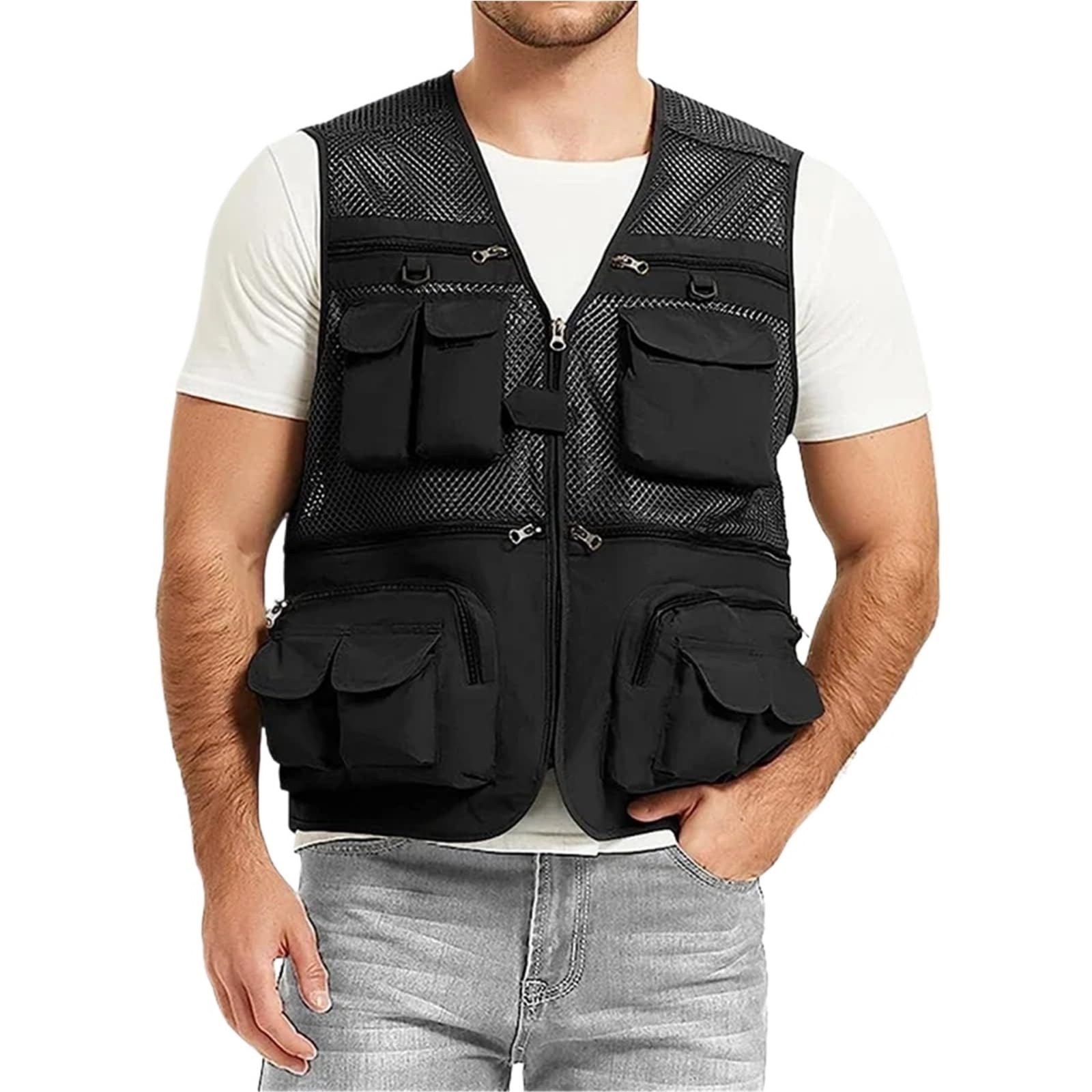 Chaleco multibolsillos for hombre, for verano, camping, trabajo al aire libre, caza, pesca, senderismo, escalada para Pesca
