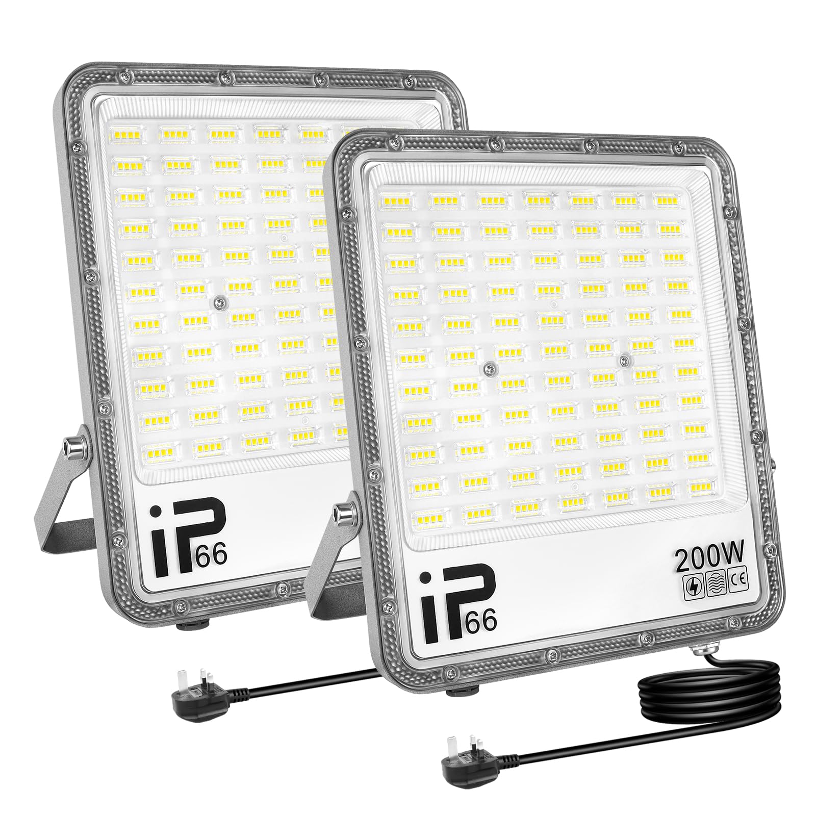 RIGIDON 2Pcs 200W LED Flood Light Outdoor with 1.5M Plug
