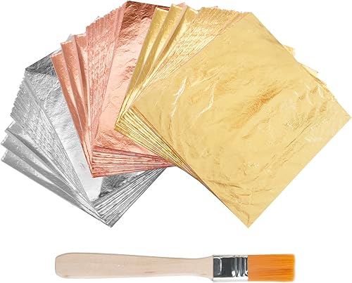 Juego de hojas doradas, hoja de rosa plateada dorada de imitación, papel de aluminio para arte, manualidades doradas, decoración, marcos, muebles,