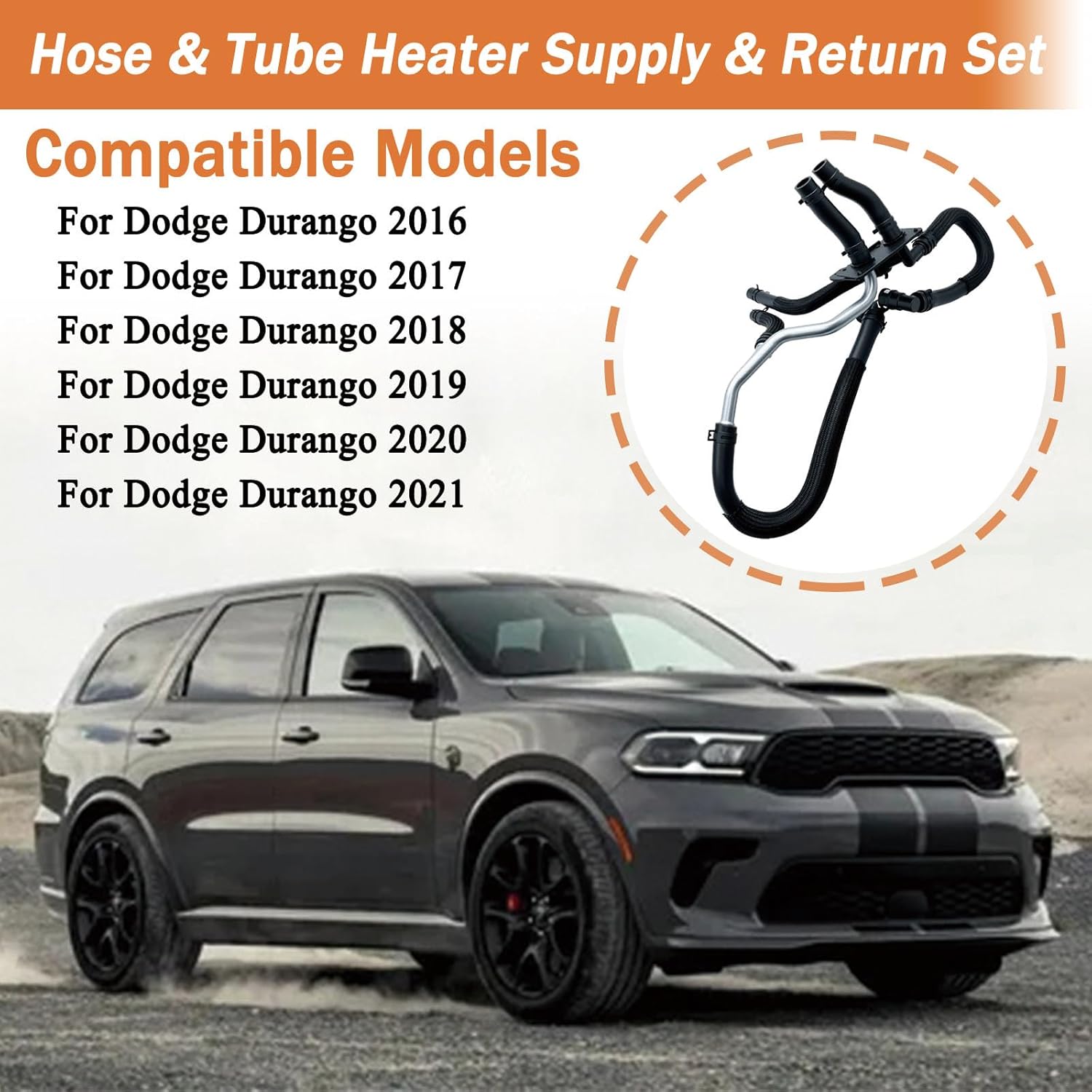 Heater Supply and Return Hose and Tube Compatible with Dodge Durango 2016-2021 Heater Hose Set Replaces 55038042AE 55038042AI 55038042AF 55038042AH 55038042AG 55038042AJ