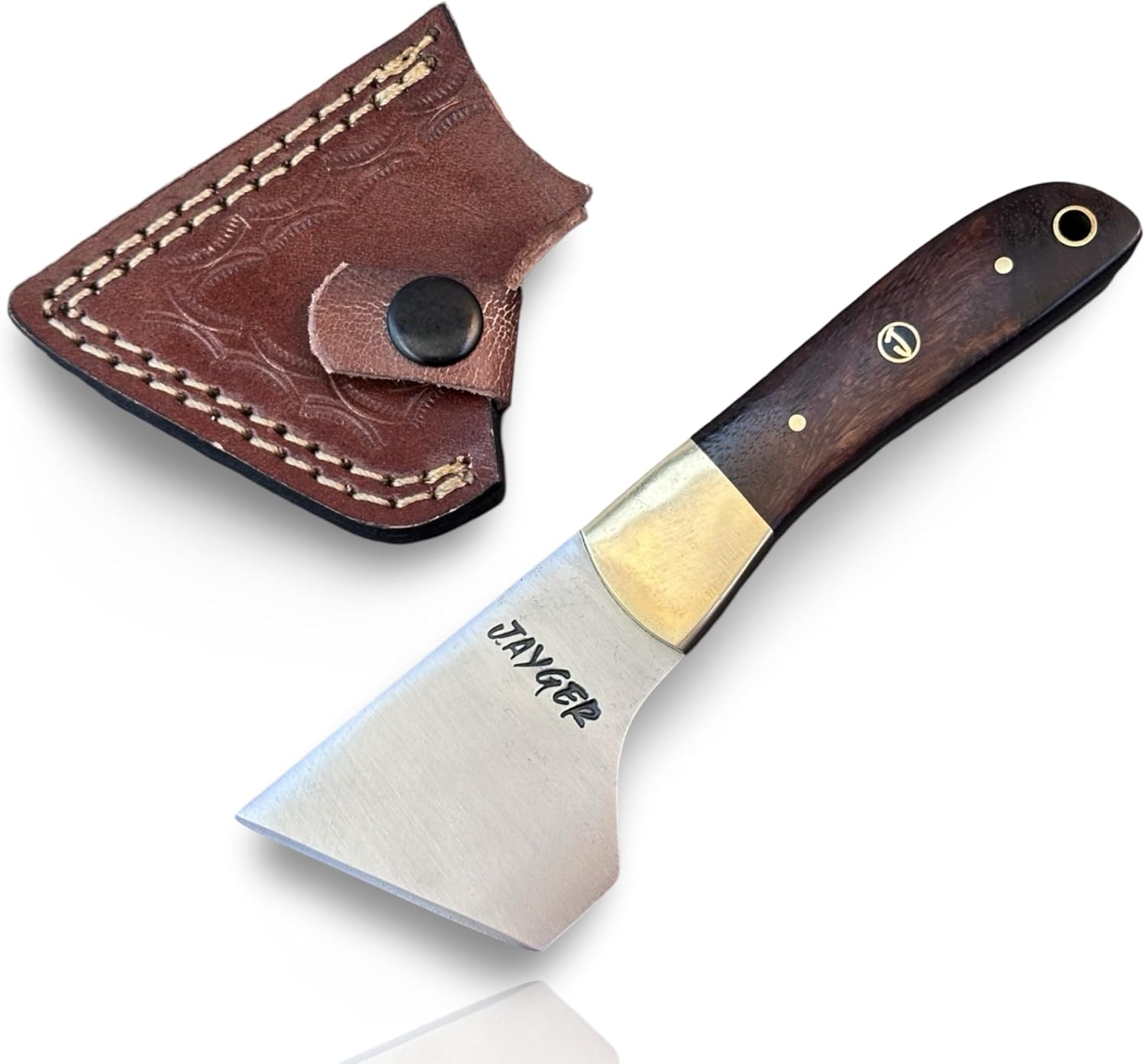 Handmade Flat Head Knife | Carbon Steel Leather Working Knife Rose Wood Handle Skiver for DIY Leathercraft With Leather Sheath