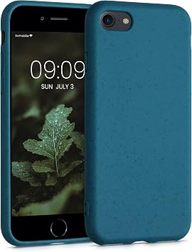 kalibri Wheat Straw Case Compatible with Apple iPhone SE 2022 / iPhone SE 2020 / iPhone 8 / iPhone 7 - Case Matte Phone Cover Made of TPU and Wheat Straw - Caribbean Blue