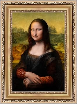 ELITEART-Mona Lisa by Leonardo DaVinci Oil Painting Reproduction Giclee Wall Art Canvas Prints-Framed Size36" x 26"