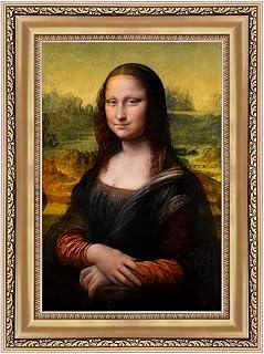 ELITEART-Mona Lisa by Leonardo DaVinci Oil Painting Reproduction Giclee Wall Art Canvas Prints-Framed Size:36" x 26"
