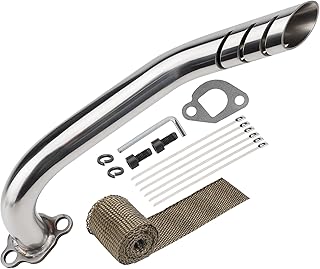Mini Bike Exhaust Header Pipe Kit for Predator 212cc 224cc 196cc Coleman CT200U BT200X KT196 Baja MB200 MB165 for Honda GX160 5.5HP GX200 6.5HP Clone Engine(Silver)