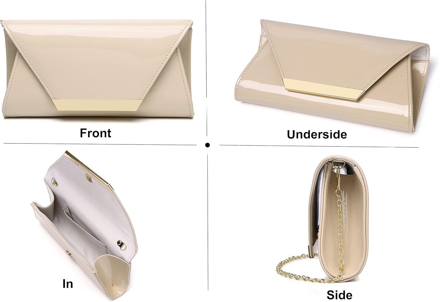 Women Patent Leather Fashion Clutch Purses Evening Bag Handbag Christmas gift - Image 3