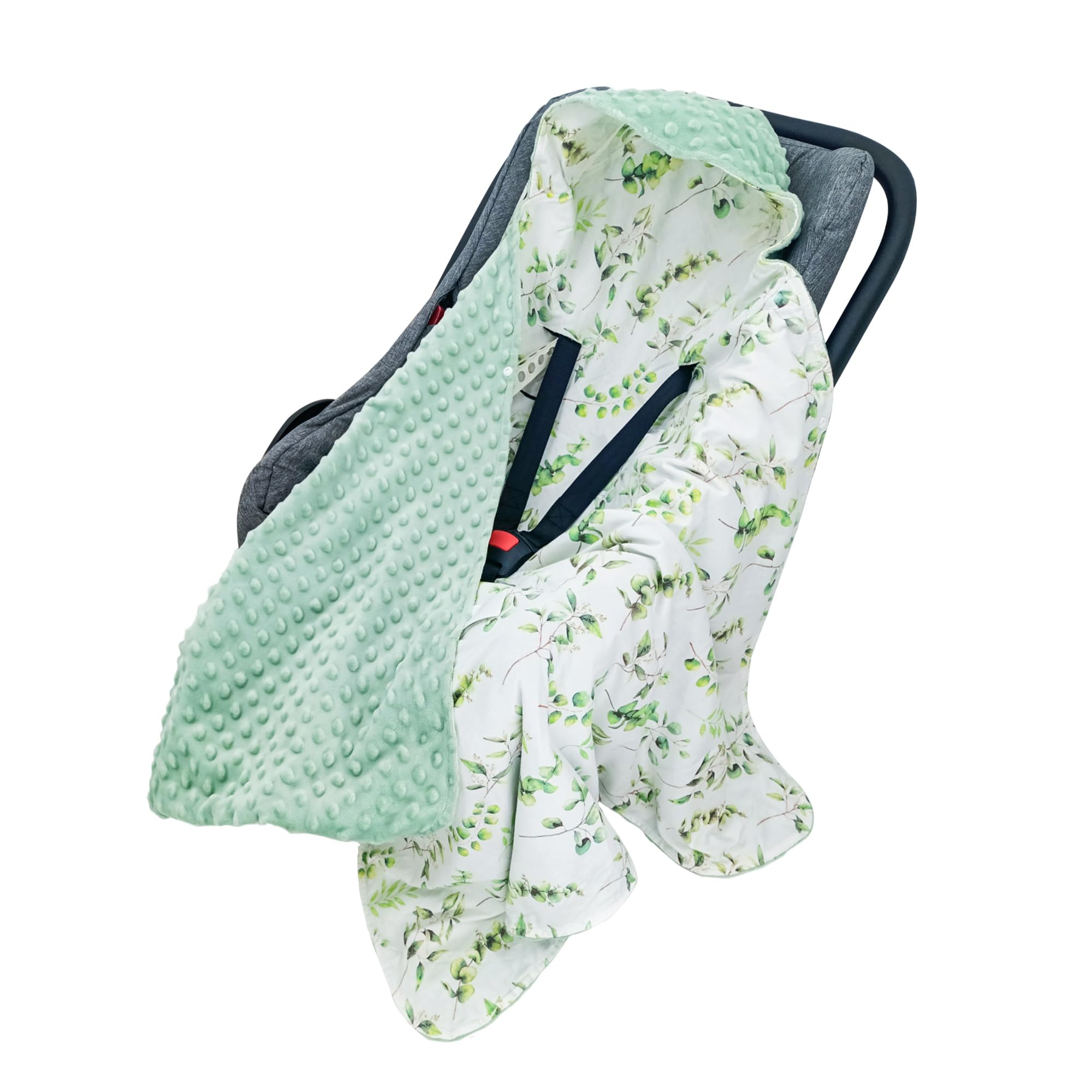 amo nenes Einschlagdecke Babydecke für Babyschale Kinderwagen Kuscheldecke 90 x 90 cm 100% Baumwolle Ganzjahresdecke Universal Baby Decke für Buggy Autositz (Dunkelgrün)