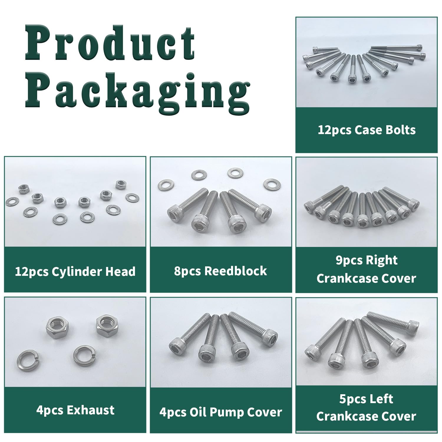 Polished Bolt Screw Kit Compatible for Yamaha 1988-2006 Blaster 200 YFS200, 54pcs (7Pack) Motorcycle 304 Stainless Steel Engine Bolt Kit for Yamaha