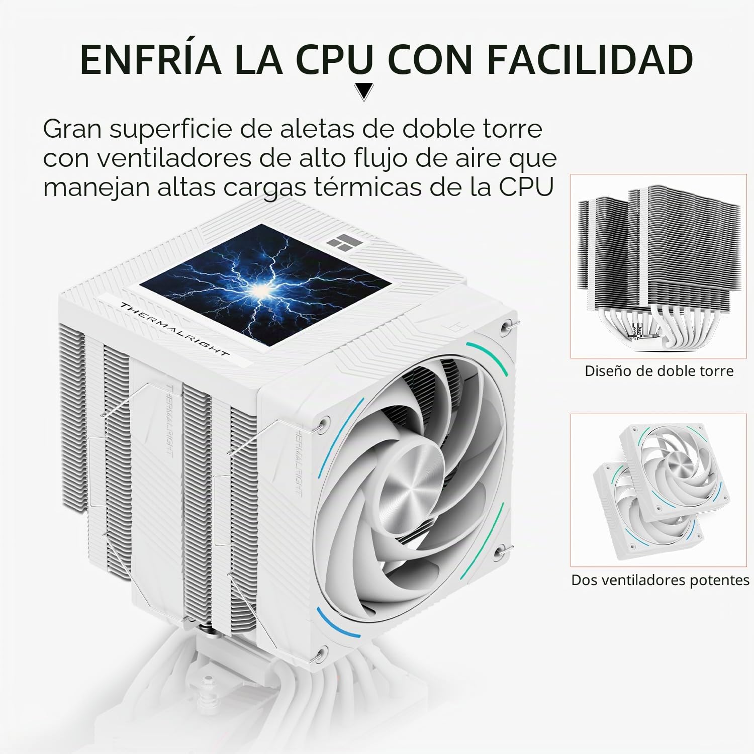 TR Phantom Spirit 120 Vision Snow - Disipador de calor para CPU de escritorio con doble ventilador PWM, enfriador de pantalla magnético de 3,95 pulgadas, resolución de 480 x 480, para LGA1851/1700, AM